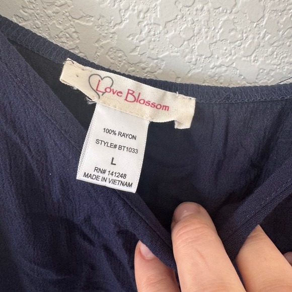 Love Blossom Women's Black Beaded Lace Trim Spaghetti‎ Strap Tank Top Size L - Picture 2 of 3